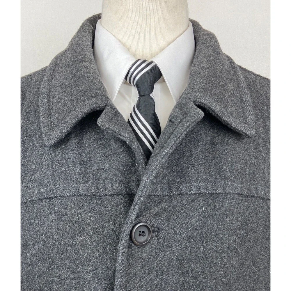 J CREW Mens Large Solid Gray Soft Wool Nylon Overcoat Jacket